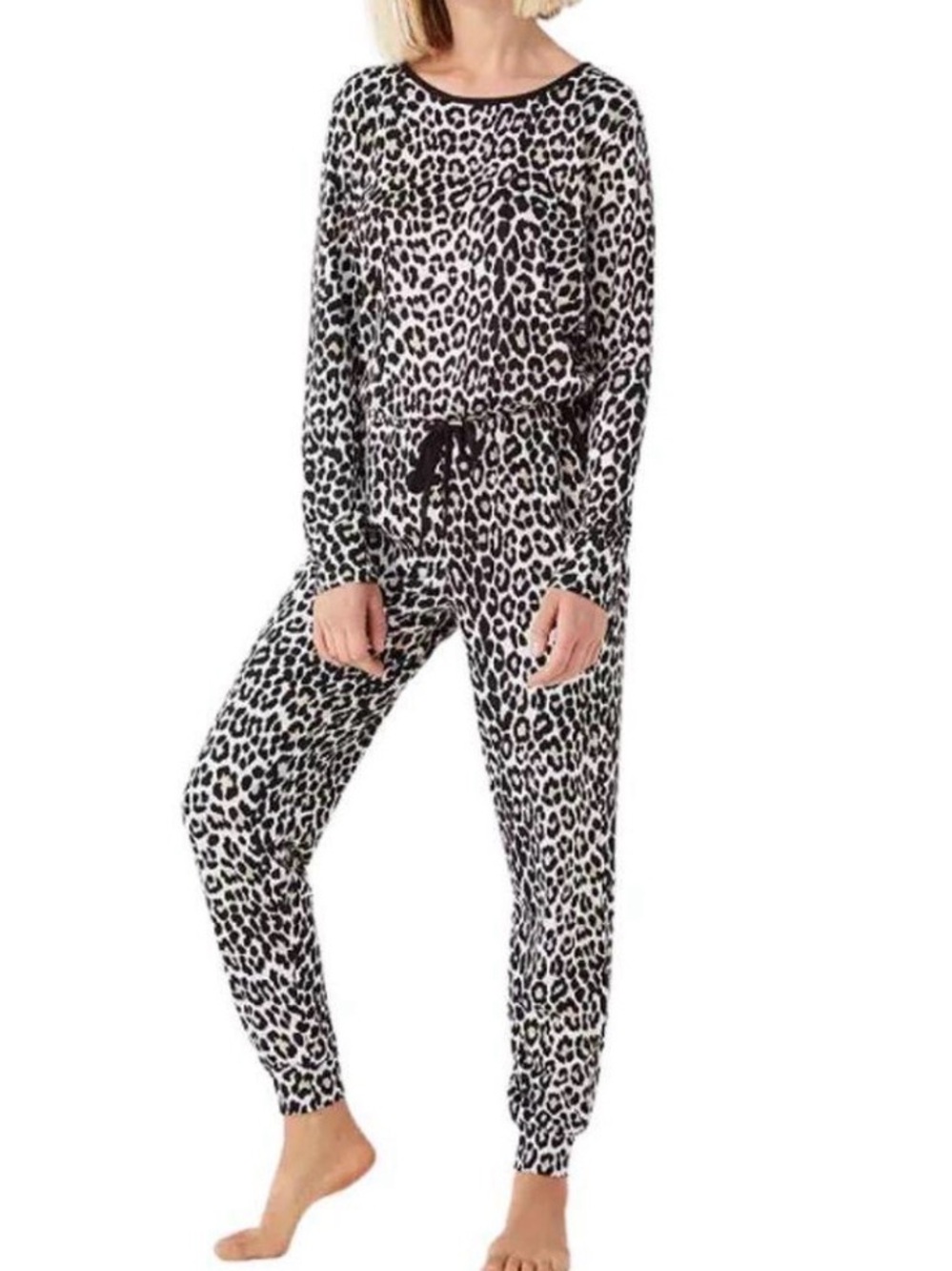 kate spade Black & White & tan Leopard Print Jogger Set Sz S EUC